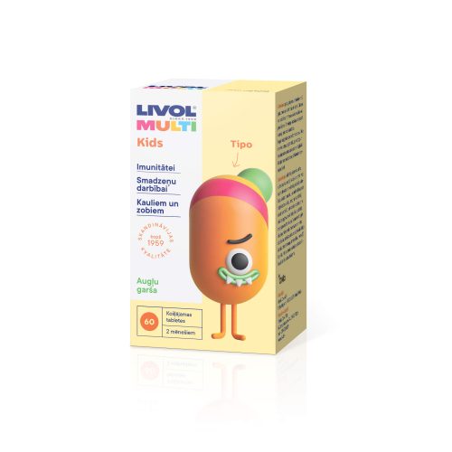 LIVOL MULTI KIDS ar augļu garšu, 60 tabl.