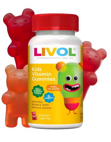 LIVOL Kids vitamīni, 60 košļājamās pastilas ar augļu un ogu garšu