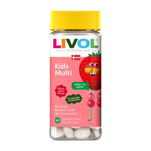 LIVOL Kids Multi ar zemeņu garšu, 60 tabl.