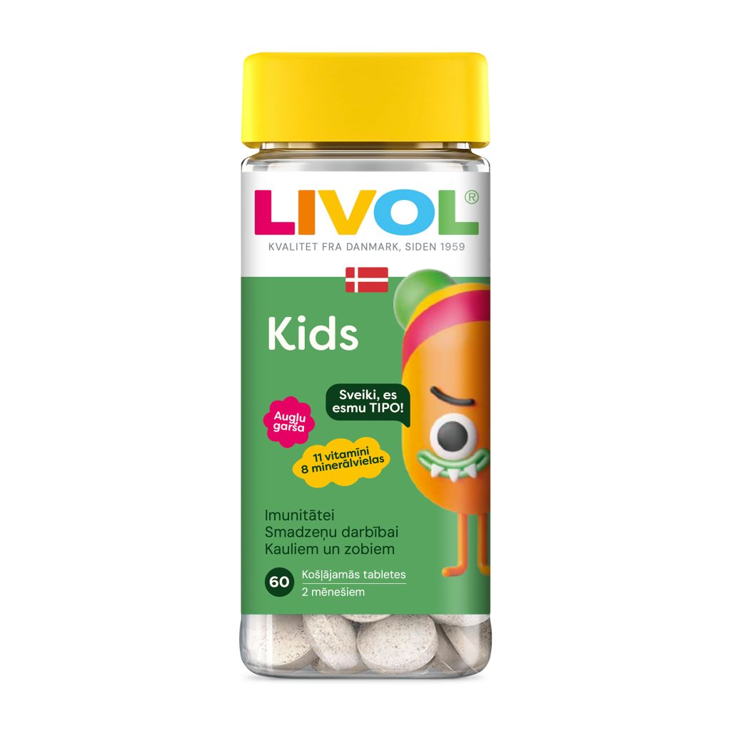 LIVOL Kids Augļu garša, 60 košļājamās tabletes